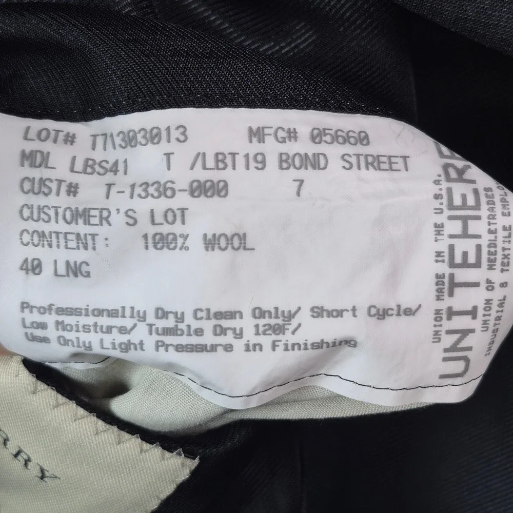 Burberry Blazer Mens 40L Gray Glen Check 100% Wool 3 Button Jacket Made in USA